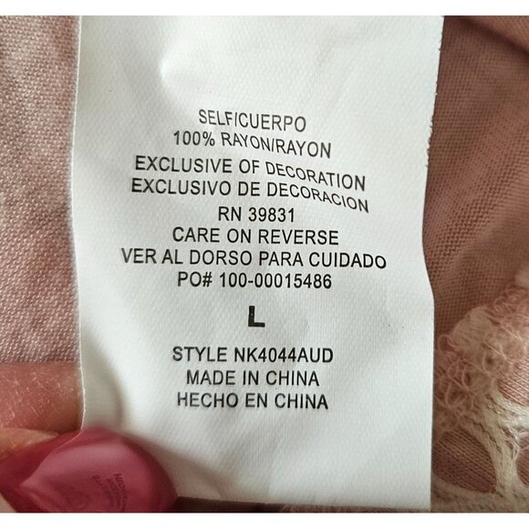 Rewind Woman Size L Light Pink Short Sleeve Tee with Crochet Lace Hem Retro - Picture 5 of 6